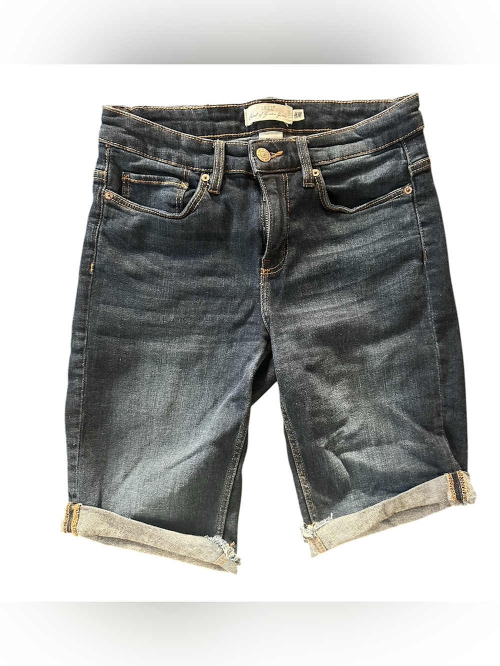Dark Wash Rolled Cuff Shorts